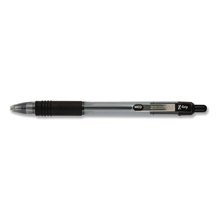 Z-Grip Ballpoint Pen, Retractable, Medium, 1 mm, Black Ink, Clear/Black Barrel, 96/Pack