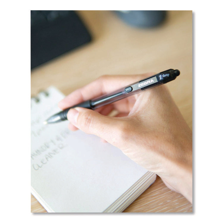 Z-Grip Ballpoint Pen, Retractable, Medium, 1 mm, Black Ink, Clear/Black Barrel, 96/Pack