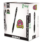Z-Grip Ballpoint Pen, Retractable, Medium, 1 mm, Black Ink, Clear/Black Barrel, 96/Pack