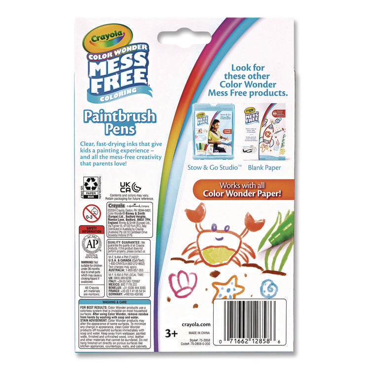 Color Wonder Paintbrush Pens, Assorted Colors, 8/Pack