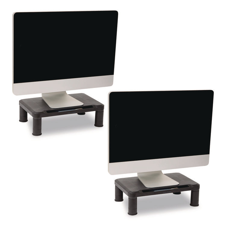 Adjustable Rectangular Monitor Stand, 14.5" x 10.5" x 2.5" to 5.25", Black, Supports 50 lb, 2/Pack