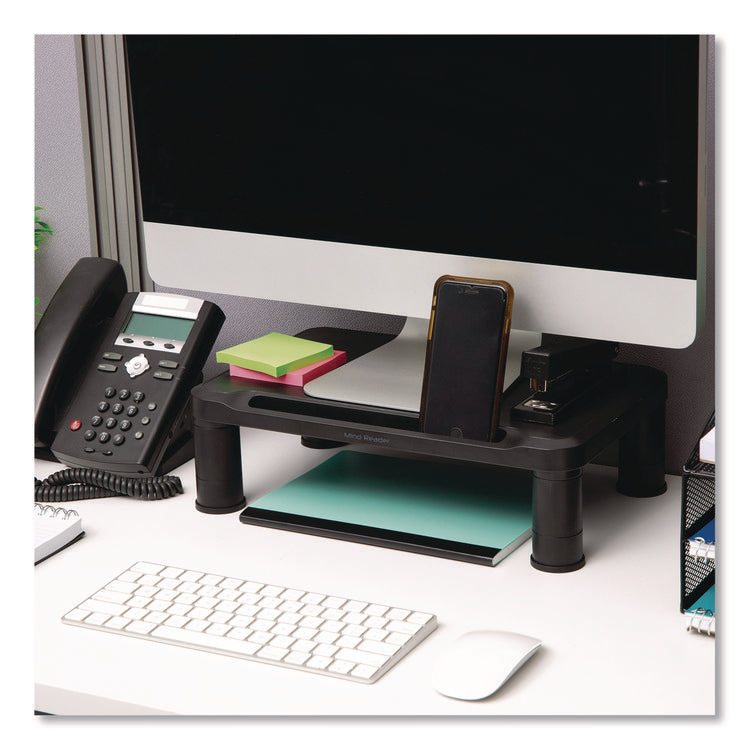 Adjustable Rectangular Monitor Stand, 14.5" x 10.5" x 2.5" to 5.25", Black, Supports 50 lb, 2/Pack