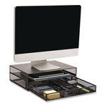 Multi-Tier Monitor Stand with 25-Piece Office Supplies Starter Pack, 15.75" x 11.75" x 4.5", Black, Supports 30 lb