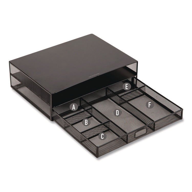 Multi-Tier Monitor Stand with 25-Piece Office Supplies Starter Pack, 15.75" x 11.75" x 4.5", Black, Supports 30 lb