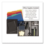 Multi-Tier Monitor Stand with 25-Piece Office Supplies Starter Pack, 15.75" x 11.75" x 4.5", Black, Supports 30 lb