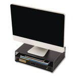 Multi-Tier Monitor Stand with 25-Piece Office Supplies Starter Pack, 15.75" x 11.75" x 4.5", Black, Supports 30 lb