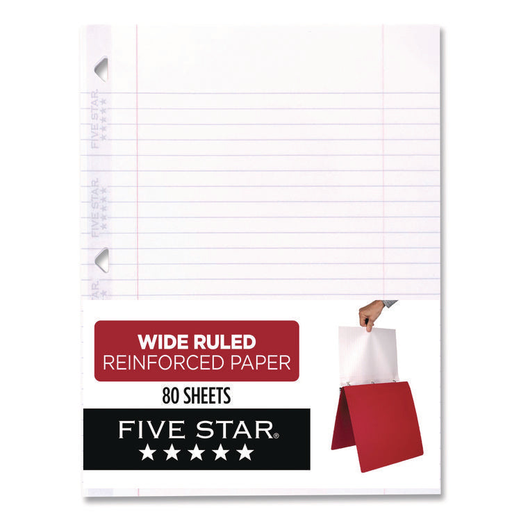 Reinforced Filler Paper, 3-Hole, 8 x 10.5, Wide/Legal Rule, 80/Pack