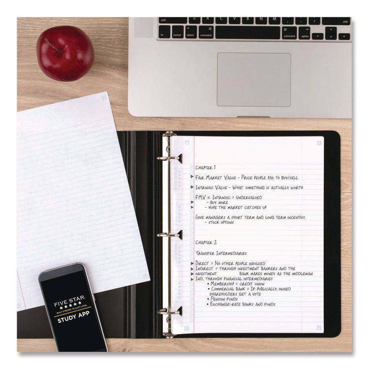 Reinforced Filler Paper Plus Study App, 3-Hole, 8.5 x 11, Quadrille Rule, 80/Pack