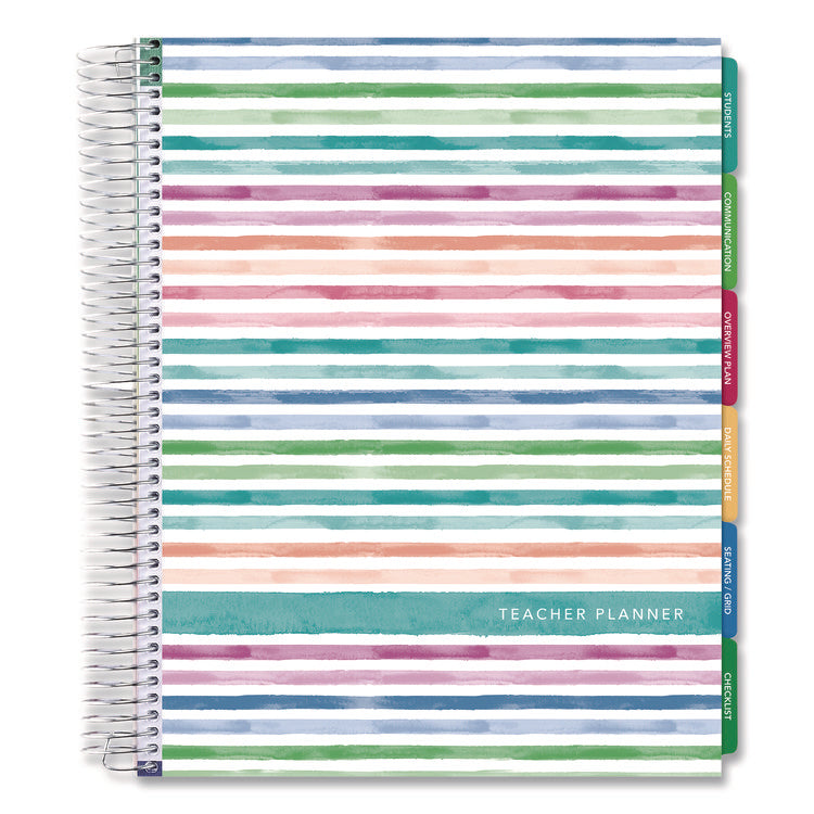 Deluxe Teacher's Academic Planner, Weekly/Monthly, Seven Class Period per Two-Page Spread, 11 x 8.5, Multicolor Rainbow Cover
