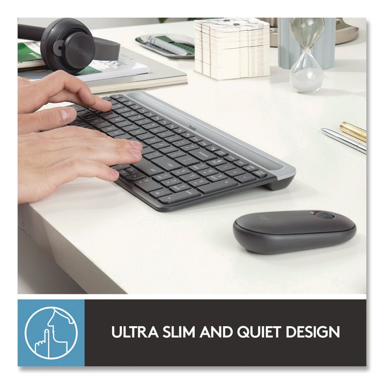 MK470 Slim Wireless Keyboard and Mouse Combo, 2.4 GHz/33 ft Wireless Range, Graphite