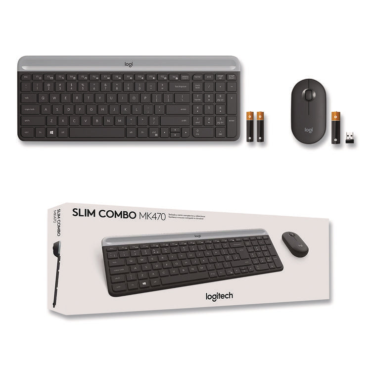 MK470 Slim Wireless Keyboard and Mouse Combo, 2.4 GHz/33 ft Wireless Range, Graphite