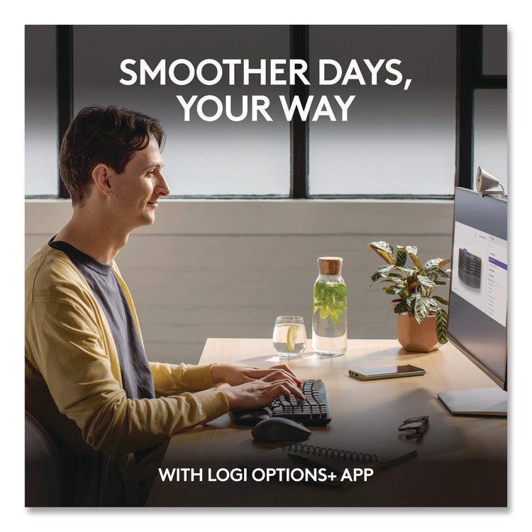 Wave MK670 Wireless Ergonomic Keyboard and Signature M550L Mouse Combo, 2.4 GHz, Frequency/33 ft Wireless Range, Graphite