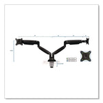 Dual Monitor Gas-Spring Mounting Arm, For 13" to 32" Monitors, 360 Degree Rotation, +/-45 Degree Tilt, Black, Supports 20 lb