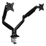 Dual Monitor Gas-Spring Mounting Arm, For 13" to 32" Monitors, 360 Degree Rotation, +/-45 Degree Tilt, Black, Supports 20 lb