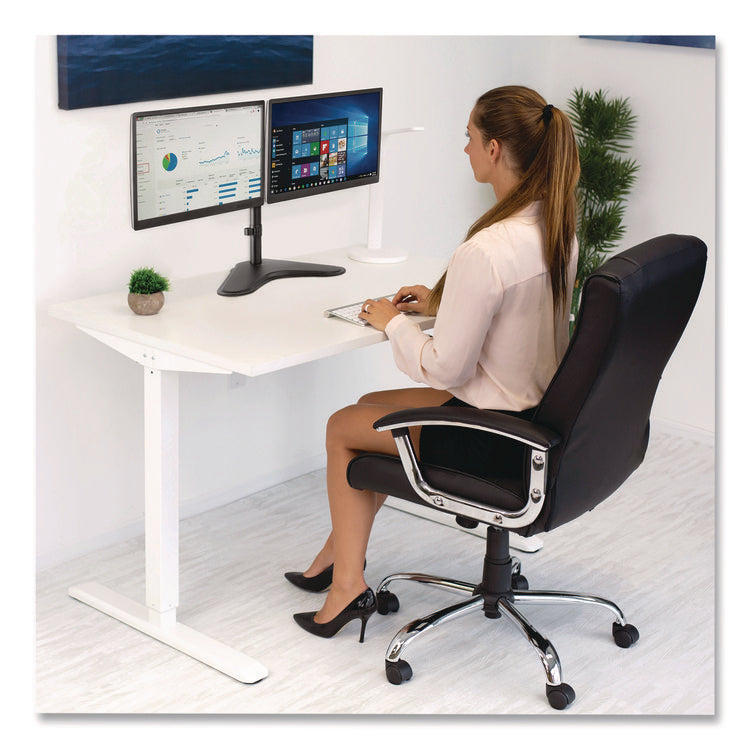 Dual Monitor Desk Stand, For 19" to 32" Monitors, 36.4" x 11" x 18.3", Black, Supports 17.6 lb