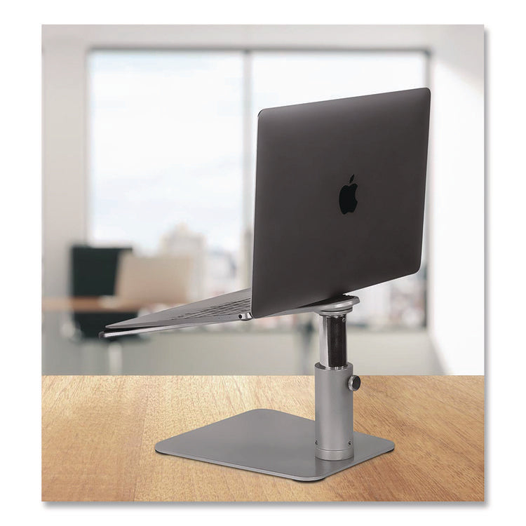 Adjustable Height Laptop Riser, 10" x 10.5" Platform, Silver/Black, Supports Up to 33 lbs