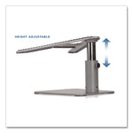 Adjustable Height Laptop Riser, 10" x 10.5" Platform, Silver/Black, Supports Up to 33 lbs