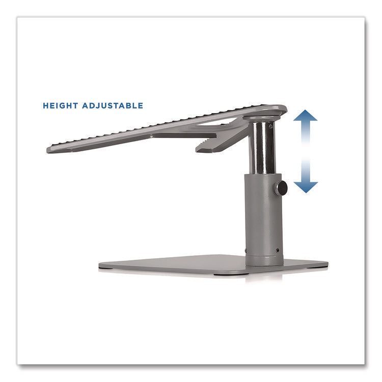 Adjustable Height Laptop Riser, 10" x 10.5" Platform, Silver/Black, Supports Up to 33 lbs