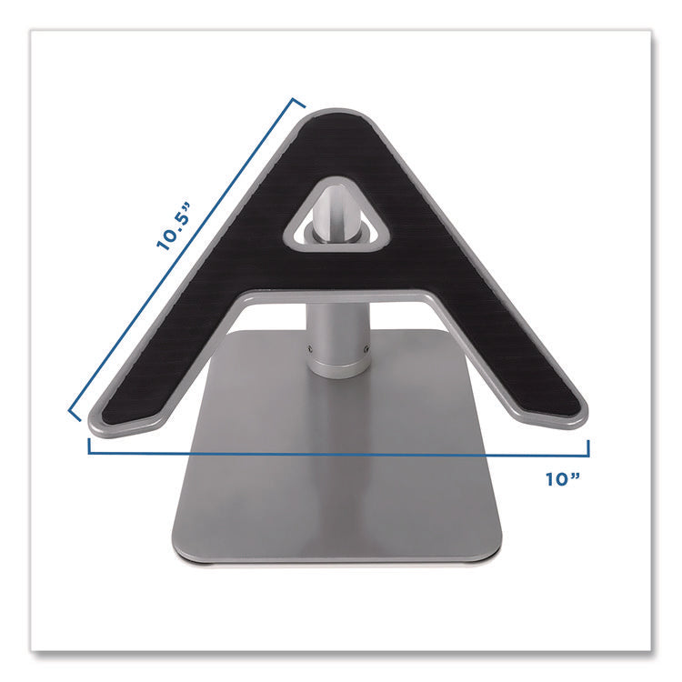 Adjustable Height Laptop Riser, 10" x 10.5" Platform, Silver/Black, Supports Up to 33 lbs