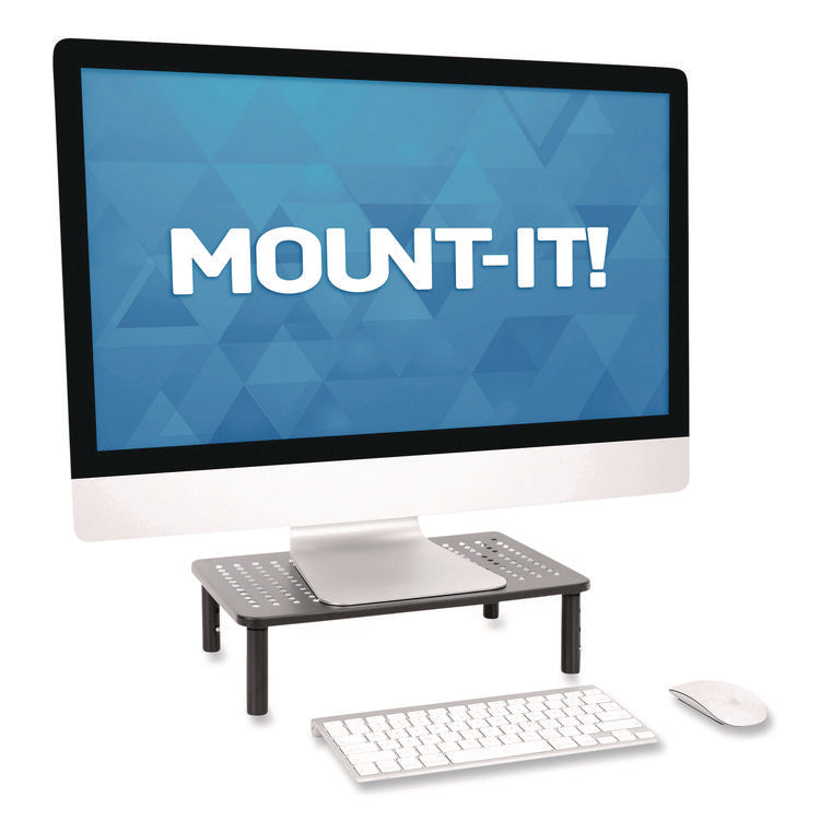 Adjustable Desktop Monitor Riser, For Up to 32" Monitors, 14.57" x 9.25" x 5.51", Black, Supports 44 lb