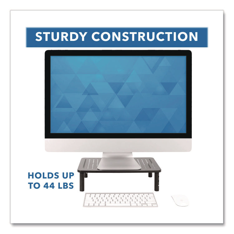 Adjustable Desktop Monitor Riser, For Up to 32" Monitors, 14.57" x 9.25" x 5.51", Black, Supports 44 lb