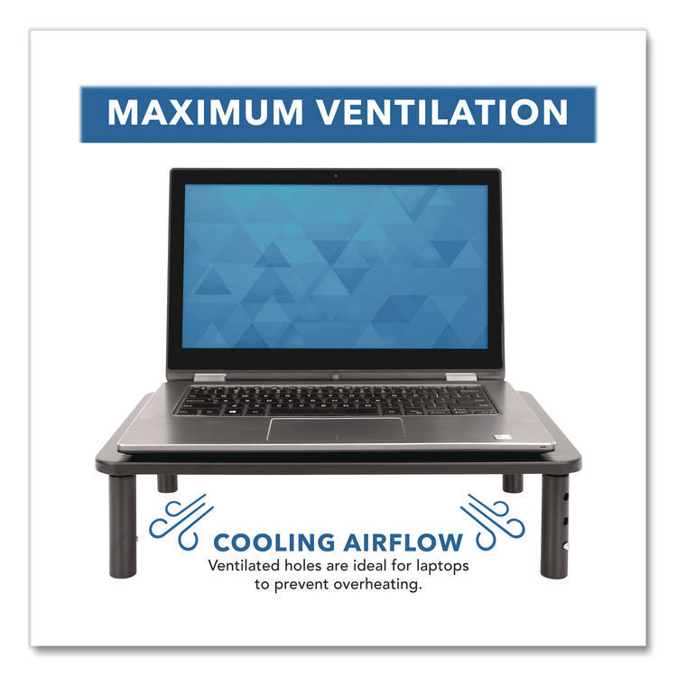 Adjustable Desktop Monitor Riser, For Up to 32" Monitors, 14.57" x 9.25" x 5.51", Black, Supports 44 lb