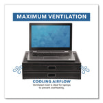 Metal Mesh Monitor Stand with Storage Drawers, For Up to 32" Monitors, 15.8" x 11.8" x 4.7", Black, Supports 30 lb