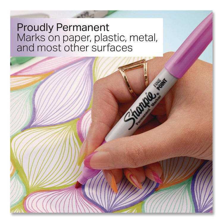 Glam Pop Permanent Markers, Fine Bullet Tip, Assorted Colors, 12/Pack