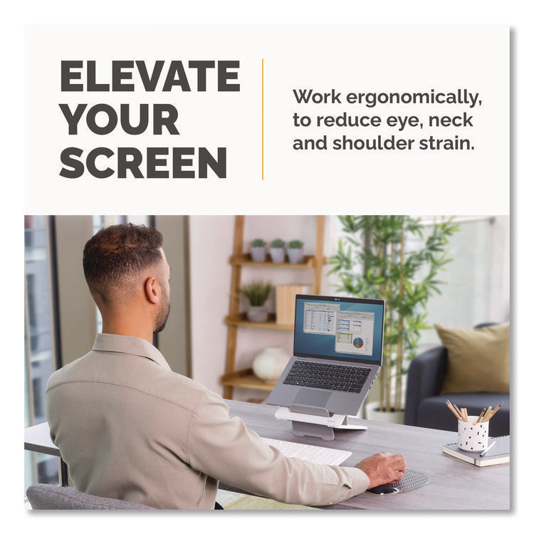 Breyta Laptop Stand, 9.25" x 10.55" x 0.55" to 8", White, Supports Up to 8.8 lbs