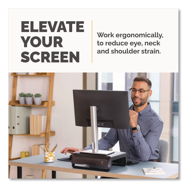 Breyta Monitor Stand, 13.94" x 11.97" x 3.25" to 6", Black, Supports 33 lbs