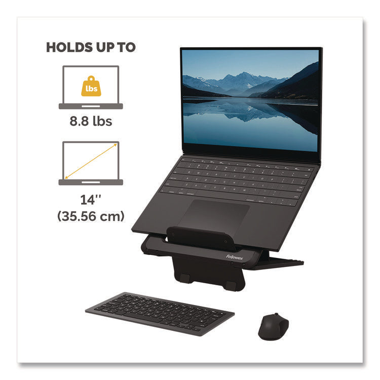 Breyta Laptop Stand, 9.25" x 10.55" x 0.55" to 8", Black, Supports Up to 8.8 lbs