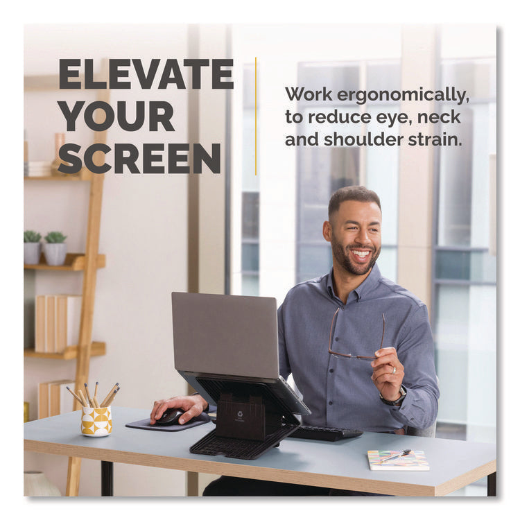 Breyta Laptop Stand, 9.25" x 10.55" x 0.55" to 8", Black, Supports Up to 8.8 lbs