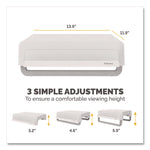 Breyta Monitor Stand, 13.94" x 11.97" x 3.25" to 6", White, Supports 33 lbs