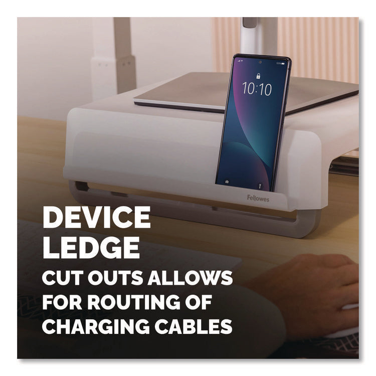 Breyta Monitor Stand, 13.94" x 11.97" x 3.25" to 6", White, Supports 33 lbs