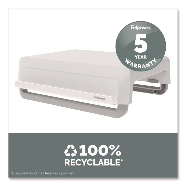 Breyta Monitor Stand, 13.94" x 11.97" x 3.25" to 6", White, Supports 33 lbs