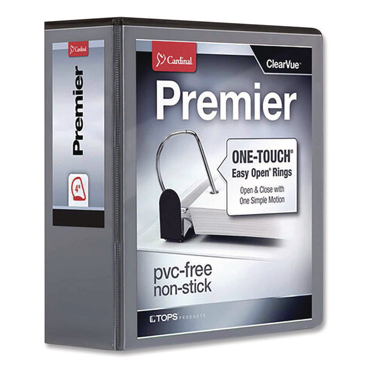 Premier Easy Open Clearvue Locking Slant-D Ring Binder, 3 Rings, 4" Capacity, 11 X 8.5, Black