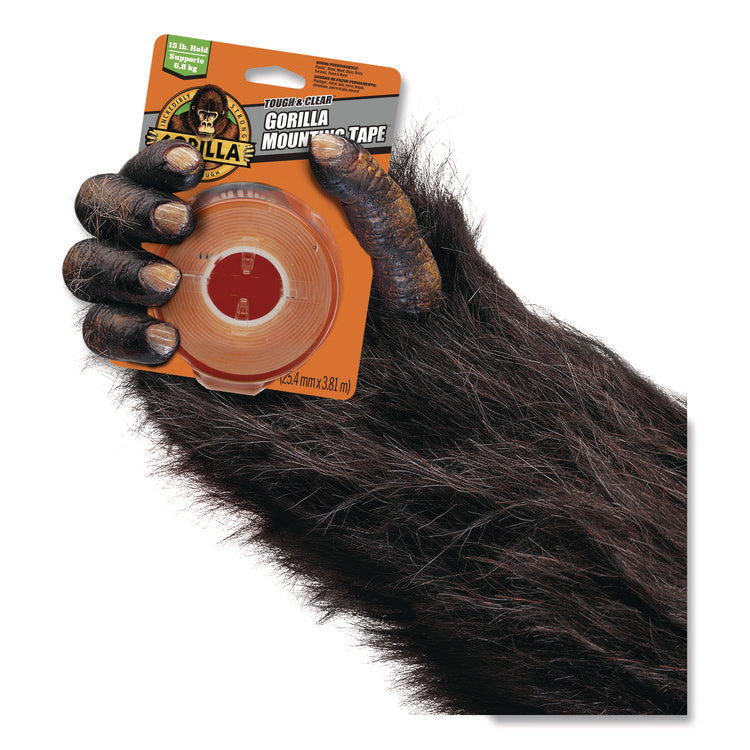 Tough and Clear Double-Sided Mounting Tape, Permanent, Holds Up to 0.25 lb per Inch, 1" x 12.5 ft, Clear