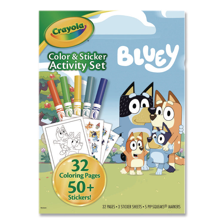 Bluey Color and Sticker Activity Set, (32) Coloring Sheets, (51) Stickers, (5) Pip-Squeaks Markers