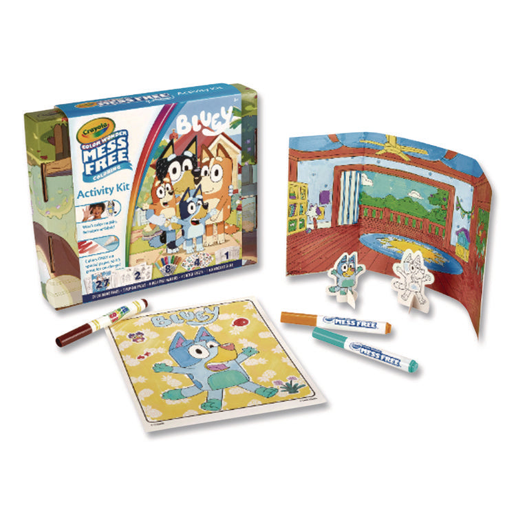 Bluey Color Wonder Activity Kit, (27)Coloring Pages; (8)Markers; (4)Sticker Sheets; (2)Pop-Out Characters; Trifold Background