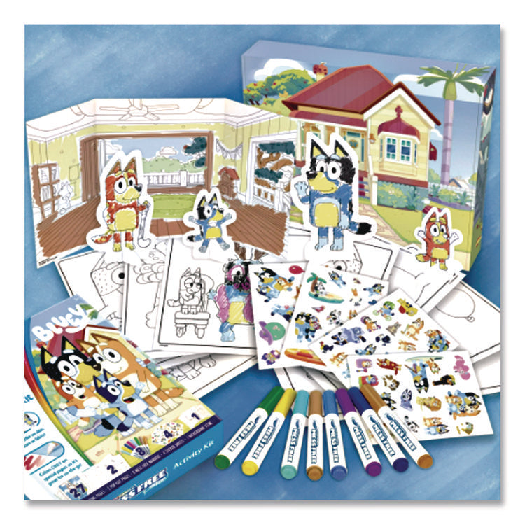 Bluey Color Wonder Activity Kit, (27)Coloring Pages; (8)Markers; (4)Sticker Sheets; (2)Pop-Out Characters; Trifold Background