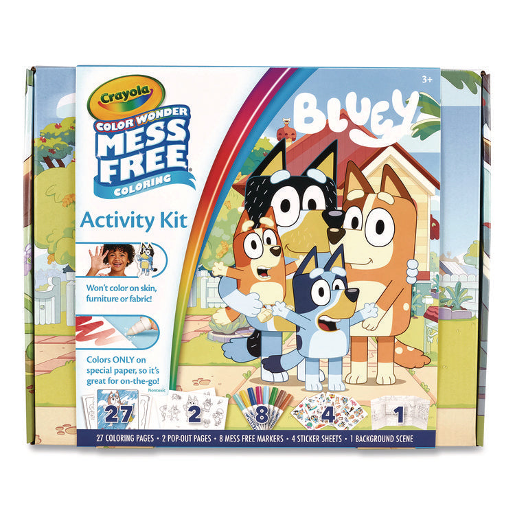 Bluey Color Wonder Activity Kit, (27)Coloring Pages; (8)Markers; (4)Sticker Sheets; (2)Pop-Out Characters; Trifold Background