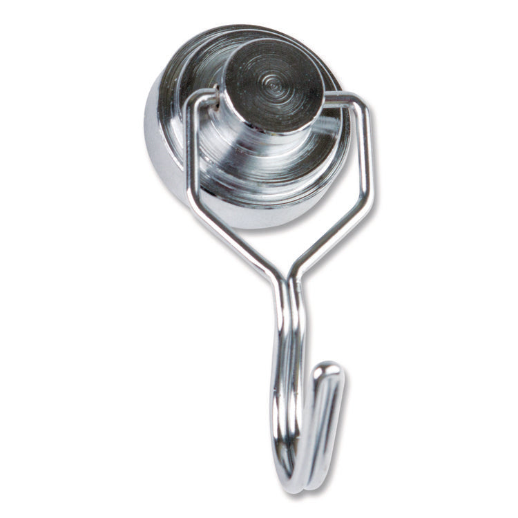 Magnetic Hook, Steel, Silver, Supports Up to 20 lbs, 2/Pack