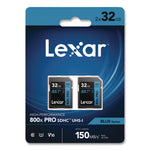 High Performance PRO BLUE Series SDHC Memory Card, UHS-I V10 U1 Class 10, 32 GB, 2/Pack