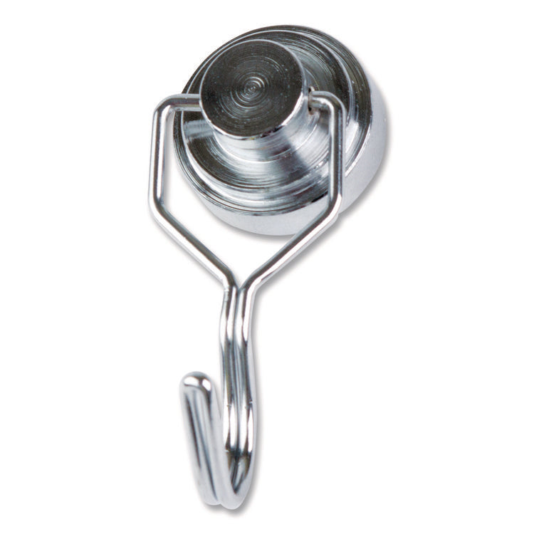 Magnetic Hook, Steel, Silver, Supports Up to 20 lbs, 2/Pack