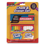 Chalk and Eraser Set, (12) White/(12) Assorted