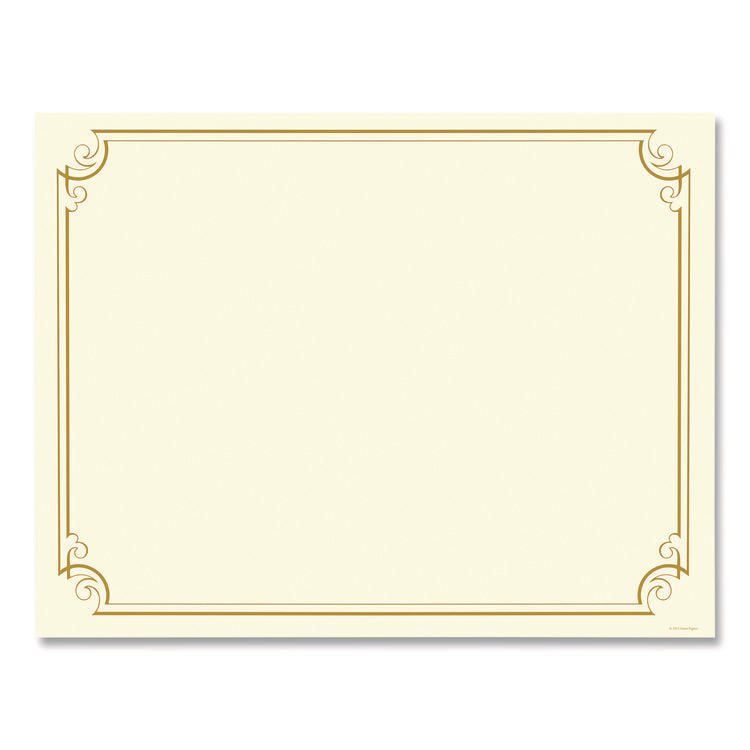 Golden Scroll Frame Foil Certificate, 11 x 8.5, Beige with Gold Scroll Border, 12/Pack