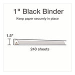 XtraLife ClearVue Non-Stick Slant-D Ring Binder, 3 Rings, 1" Capacity, 11 x 8.5, Black