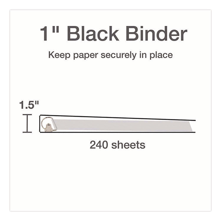 XtraLife ClearVue Non-Stick Slant-D Ring Binder, 3 Rings, 1" Capacity, 11 x 8.5, Black