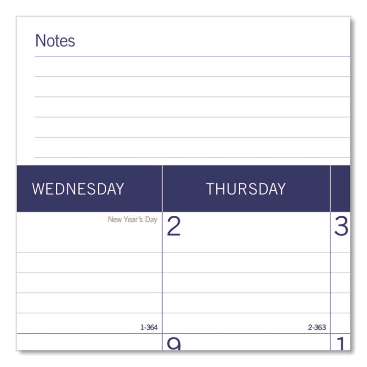DuraGlobe Monthly Desk Pad Calendar, 22 x 17, White/Blue/Gray Sheets, Black Binding/Corners, 12-Month (Jan to Dec): 2025