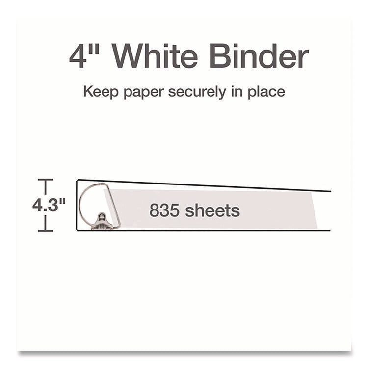 XtraLife ClearVue Non-Stick Slant-D Ring Binder, 3 Rings, 4" Capacity, 11 x 8.5, White